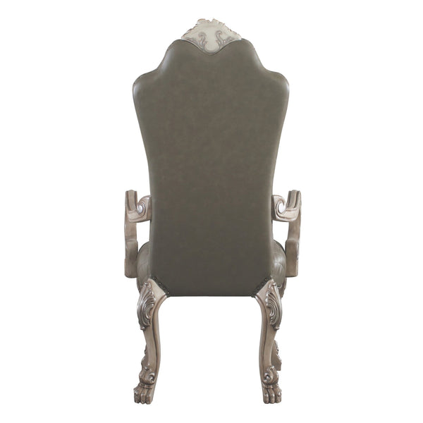 English Elm Grey Vintage Bone White Arm Chairs Set Of 2 - Elegant Floral Crown Back & Stylish Comfort Seating B062P182716
