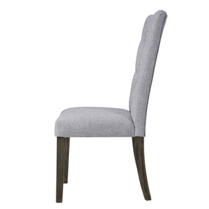 English Elm Grey Linen Side Chairs Set Of 2 – Stylish Button-Tufted Design With Grey Oak Finish For Versatile Use B062P182719