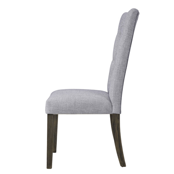 English Elm Grey Linen Side Chairs Set Of 2 – Stylish Button-Tufted Design With Grey Oak Finish For Versatile Use B062P182719