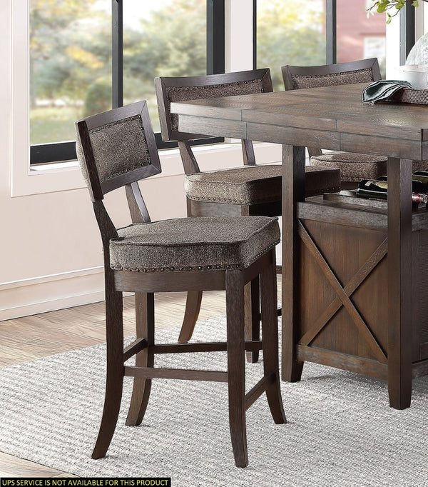 English Elm Rustic Dark Cherry Counter Height Chair Set Of 2 - Stylish Wood Frame With Nailhead Trim For Dining B011P184614-GIGA