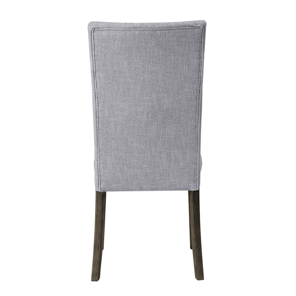 English Elm Grey Linen Side Chairs Set Of 2 – Stylish Button-Tufted Design With Grey Oak Finish For Versatile Use B062P182719