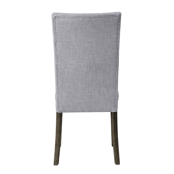 English Elm Grey Linen Side Chairs Set Of 2 – Stylish Button-Tufted Design With Grey Oak Finish For Versatile Use B062P182719