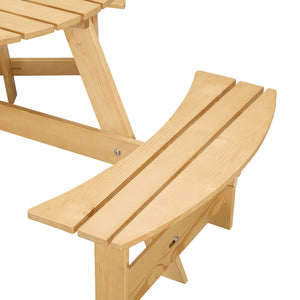 English Elm Outdoor 6 Person Round Picnic Table Set With 3 Benches, Umbrella Hole, Durable Design For Patios W2275P149762-GIGA