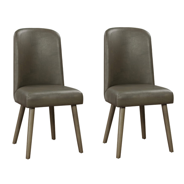 English Elm Grey Grey Oak Upholstered Side Chairs (Set of 2) — Mid-Century Modern Faux Leather, Padded Comfort, Solid Acacia Design B062P182728