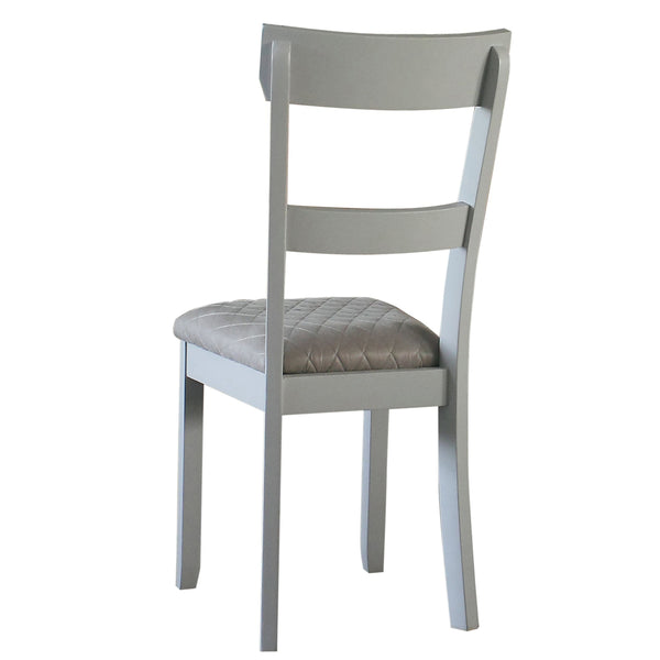 English Elm Two Two Tone Grey Ladder Back Side Chairs Set of 2 – Pearl Grey Upholstered Seats, Tapered Legs, Diamond Pattern (41.5"H) B062P182718