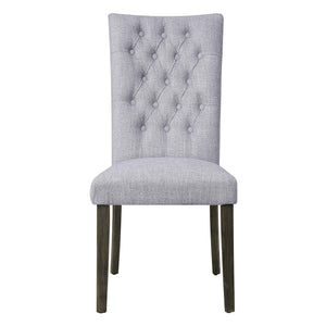 English Elm Grey Linen Side Chairs Set Of 2 – Stylish Button-Tufted Design With Grey Oak Finish For Versatile Use B062P182719