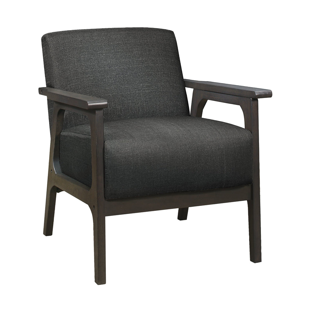 English Elm Dark Gray Ocala Accent Chair with Antique Gray Rubberwood Frame, Textured Upholstery, Streamlined Arms & Legs — Cozy Living Room Staple B011P184609