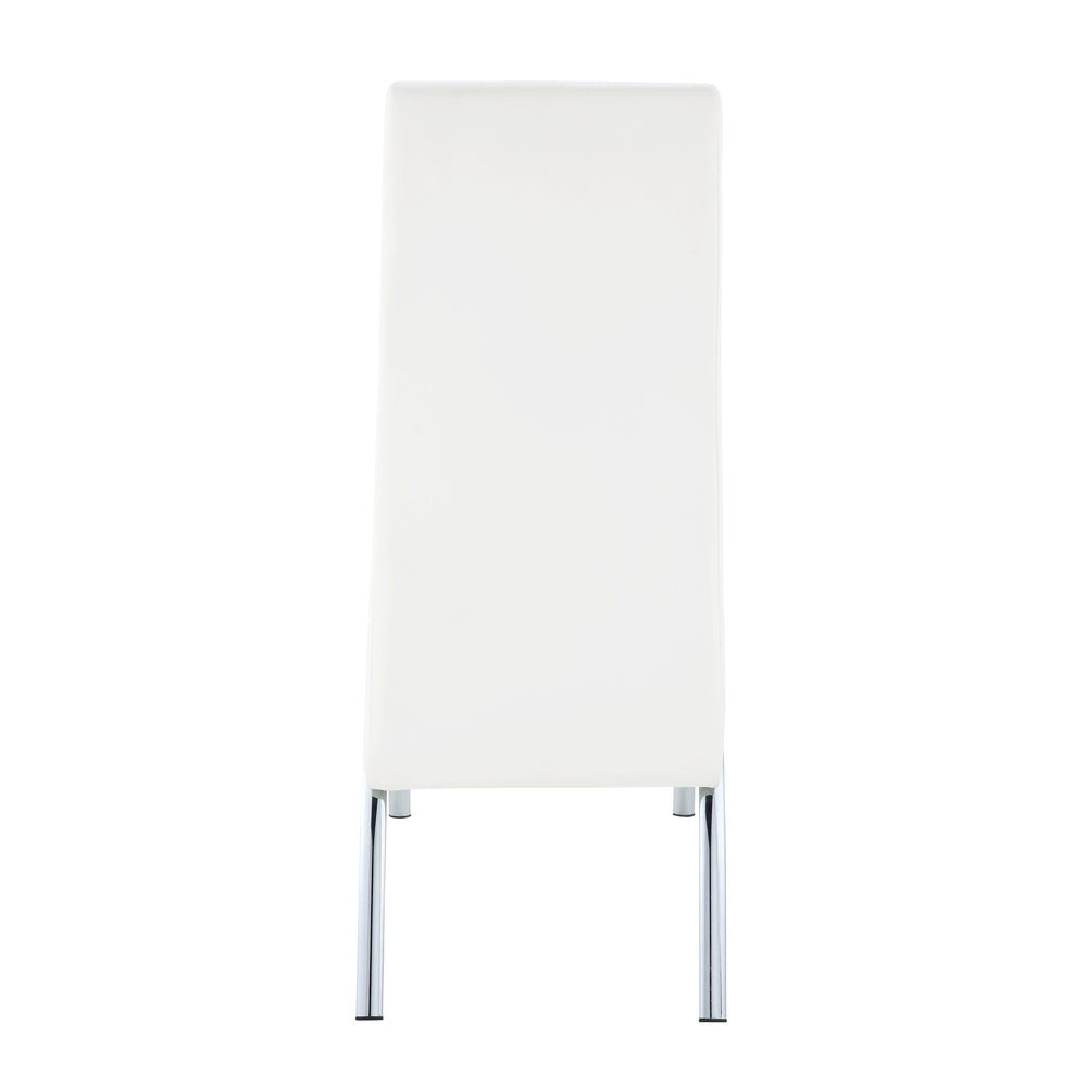 English Elm White White and Chrome Armless Solid Back Side Chair Set of 2 — Faux Leather Seating, Sleek Metal Legs, Modern Elegance B062P182720