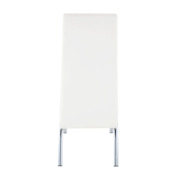 English Elm White White and Chrome Armless Solid Back Side Chair Set of 2 — Faux Leather Seating, Sleek Metal Legs, Modern Elegance B062P182720