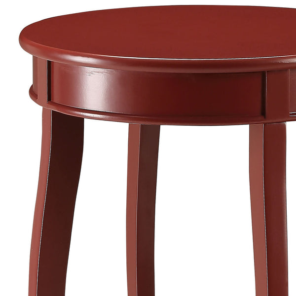 English Elm Red Round Side Table with Bottom Shelf Red Wooden Accent Table 24.5"H Cabriole Legs Open Storage Stylish Decor B062P181366