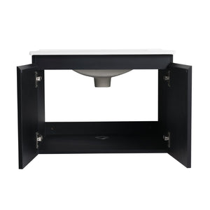 English Elm 24'' Floating Wall-Mounted Bathroom Vanity With Ceramic Sink, Soft-Close Doors & Modern Design P5 W999S00173-GIGA