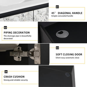 English Elm 24'' Floating Wall-Mounted Bathroom Vanity With Ceramic Sink, Soft-Close Doors & Modern Design P5 W999S00173-GIGA