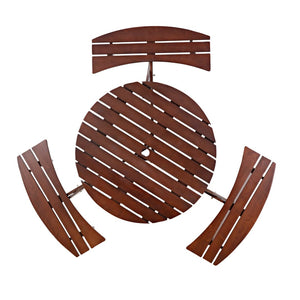 English Elm Outdoor Round Picnic Table For 6 - Stylish, Weatherproof With Umbrella Hole, Ideal For Gardens & Patios W2275P149763-GIGA