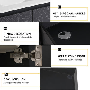 English Elm 24'' Floating Wall-Mounted Bathroom Vanity With Ceramic Sink, Soft-Close Doors & Modern Design P2 W999S00174-GIGA