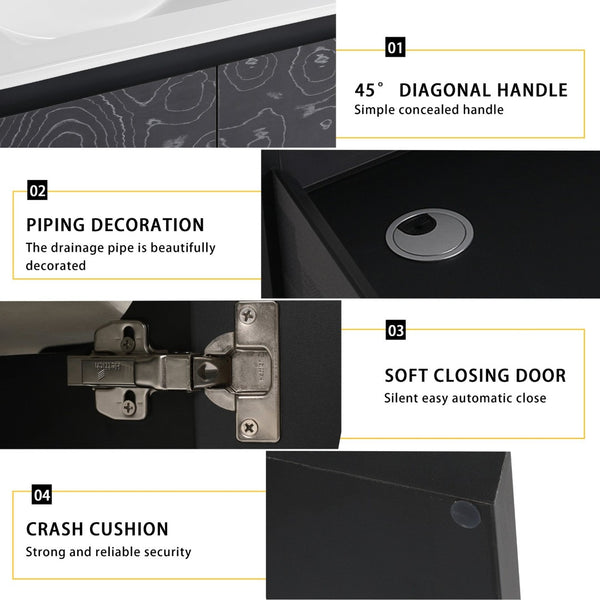 English Elm 24'' Floating Wall-Mounted Bathroom Vanity With Ceramic Sink, Soft-Close Doors & Modern Design P2 W999S00174-GIGA