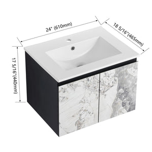 English Elm 24'' Floating Wall-Mounted Bathroom Vanity With Ceramic Sink, Soft-Close Doors & Modern Design P5 W999S00173-GIGA