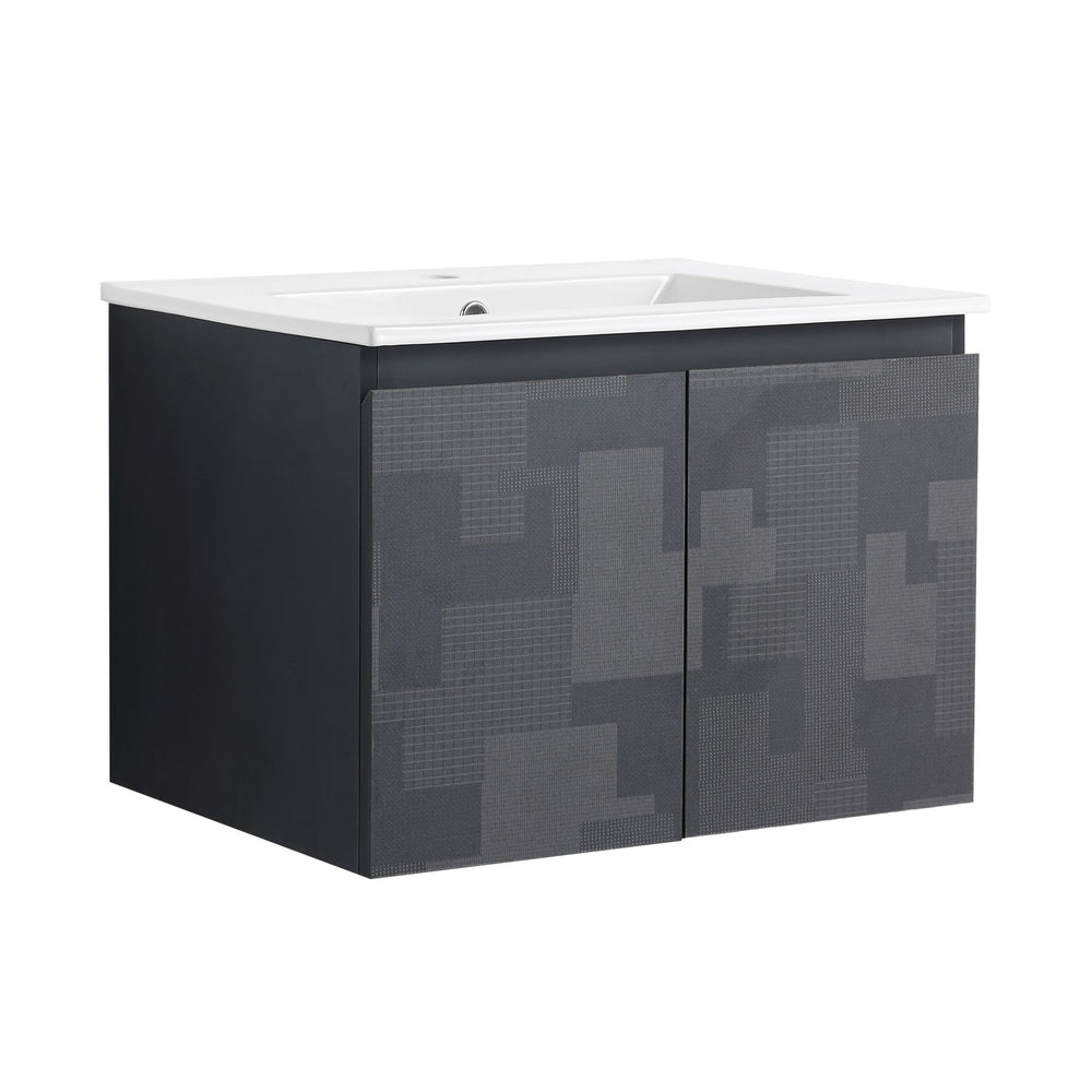English Elm 24'' Floating Wall-Mounted Bathroom Vanity With Ceramic Sink, Soft-Close Cabinet & Modern Design W999S00170