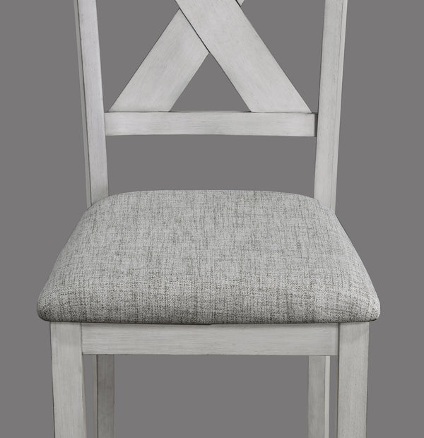 English Elm Rustic Driftwood 5-Piece Counter Height Dining Set with Square Tapered Table and Upholstered Stools Antique White+Gray 64 L x 40 W x 16 H B011P184616