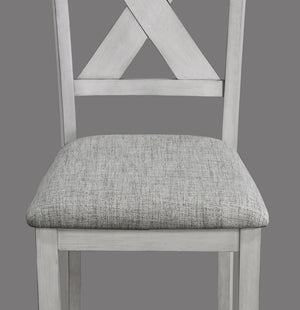 English Elm Rustic Farmhouse Rectangular Dining Set Six Seat X-back Chairs Driftwood Finish B011S00896