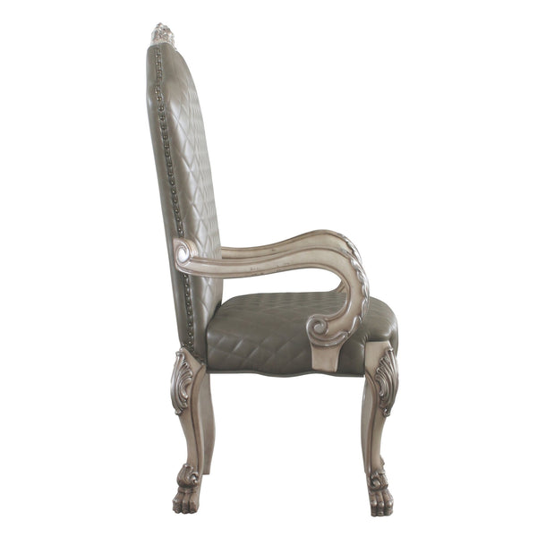 English Elm Grey Vintage Bone White Arm Chairs Set Of 2 - Elegant Floral Crown Back & Stylish Comfort Seating B062P182716