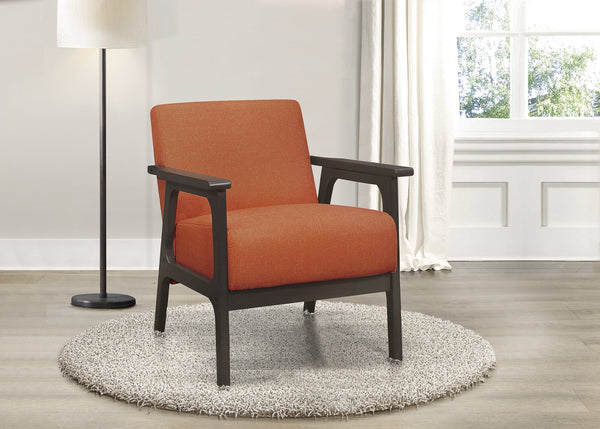 English Elm Orange Ocala Upholstered Accent Chair with Antique Gray Rubberwood Frame, Textured Orange Fabric, Compact Living Room Seat B011P184611