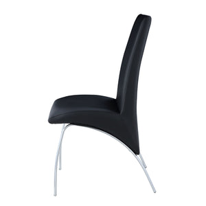 English Elm Black Armless Solid Back Side Chair Set of 2 — Sleek Black Faux Leather Seating with Chrome Curved Legs, Modern Comfort and Style B062P182721