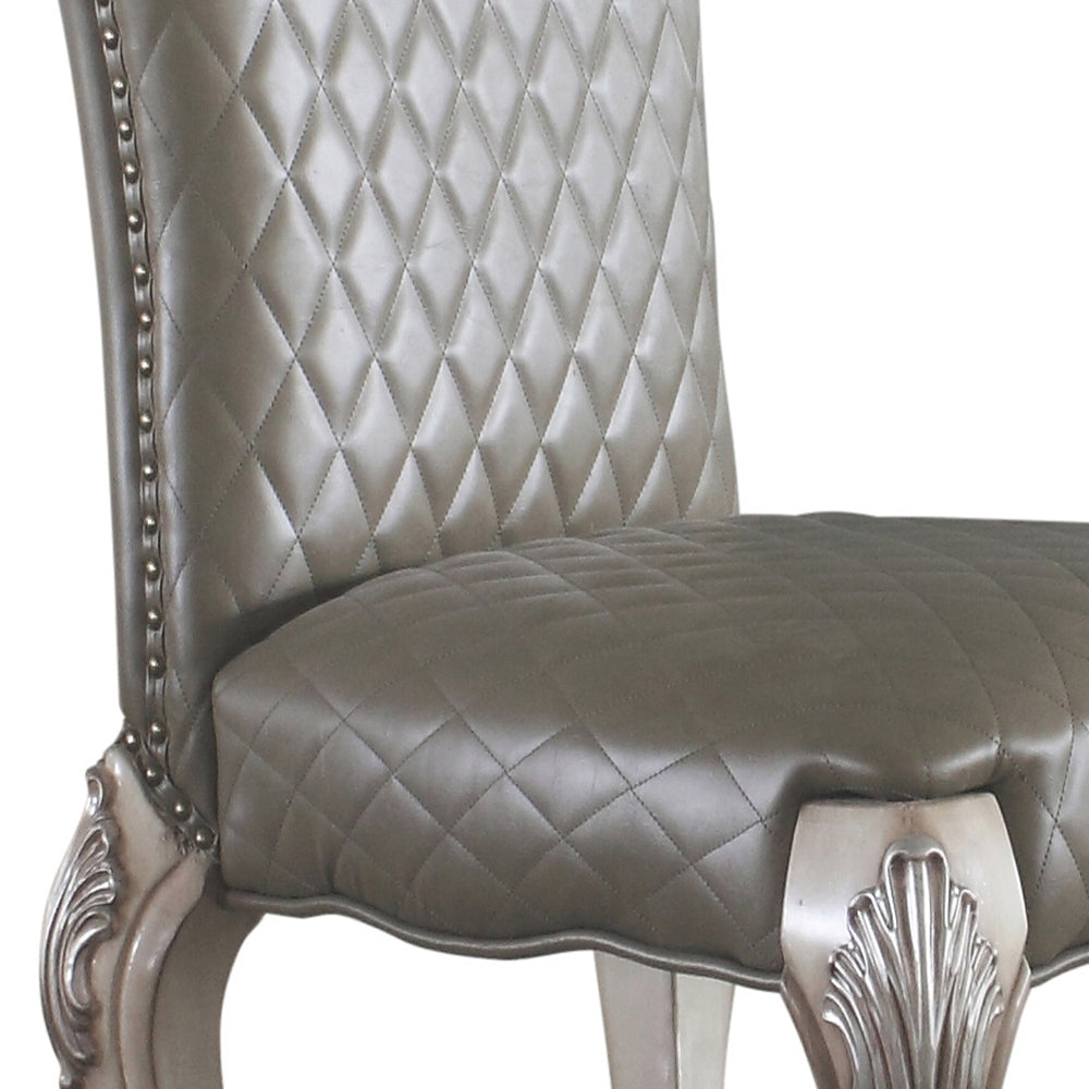 English Elm Grey Vintage Bone White Side Chairs Set Of 2 - Elegant Faux Leather Seating For Timeless Spaces B062P182715