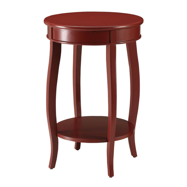English Elm Red Round Side Table with Bottom Shelf Red Wooden Accent Table 24.5"H Cabriole Legs Open Storage Stylish Decor B062P181366