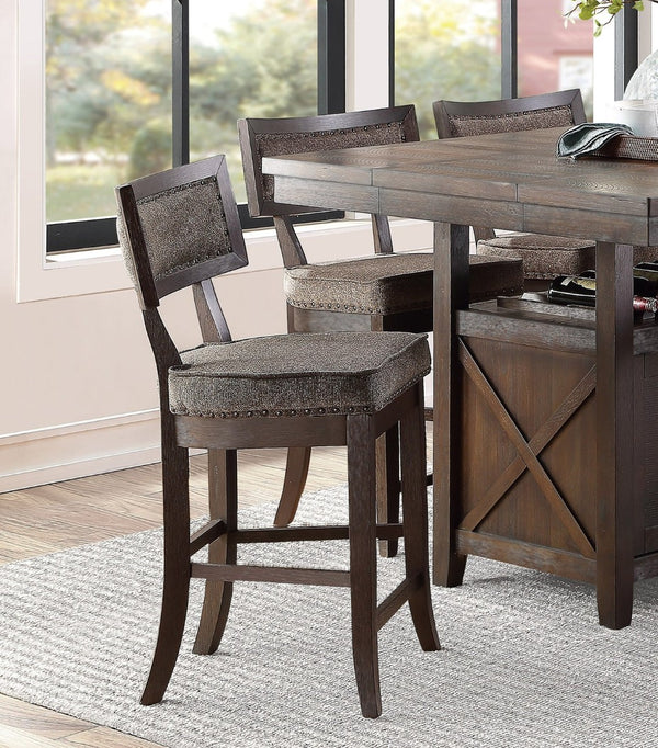 English Elm Rustic Dark Cherry Counter Height Chair Set Of 2 - Stylish Wood Frame With Nailhead Trim For Dining B011P184614-GIGA