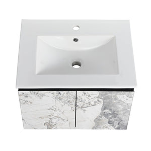 English Elm 24'' Floating Wall-Mounted Bathroom Vanity With Ceramic Sink, Soft-Close Doors & Modern Design P5 W999S00173-GIGA
