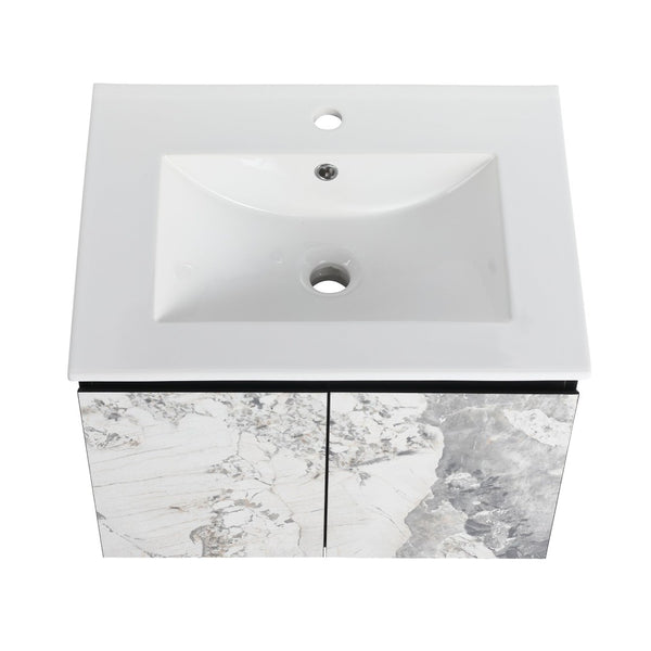 English Elm 24'' Floating Wall-Mounted Bathroom Vanity With Ceramic Sink, Soft-Close Doors & Modern Design P5 W999S00173-GIGA