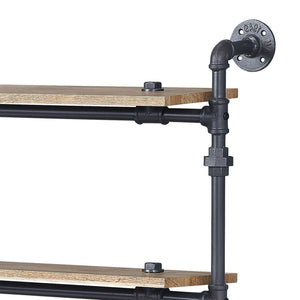 English Elm Oak 4-Tier Industrial Wall Shelf With Sandy Black Metal Frame - Stylish Storage For Any Room B062P184602