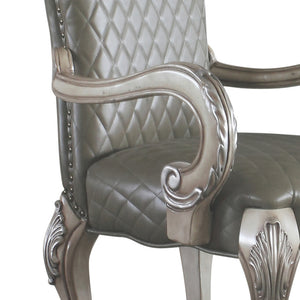 English Elm Grey Vintage Bone White Arm Chairs Set Of 2 - Elegant Floral Crown Back & Stylish Comfort Seating B062P182716
