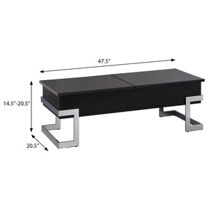 English Elm Black Black High Gloss and Chrome Coffee Table with Lift Top, Dual Storage, Half-Lift/Glide Design, Sleek Legs B062P181356