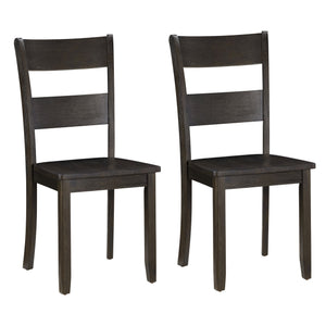 English Elm Distressed Walnut Ladder Back Side Chairs Set of 2 — Rustic Solid Acacia Dining Chairs with Tapered Legs, Timeless Charm B062P182729