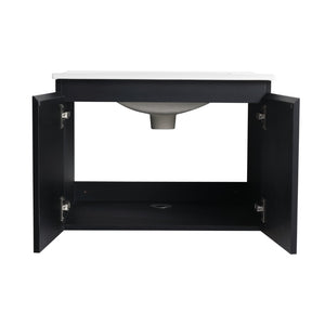 English Elm 24'' Floating Wall-Mounted Bathroom Vanity With Ceramic Sink, Soft-Close Doors & Modern Design P1 W999S00172-GIGA