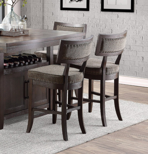 English Elm Rustic Dark Cherry Counter Height Chair Set Of 2 - Stylish Wood Frame With Nailhead Trim For Dining B011P184614-GIGA