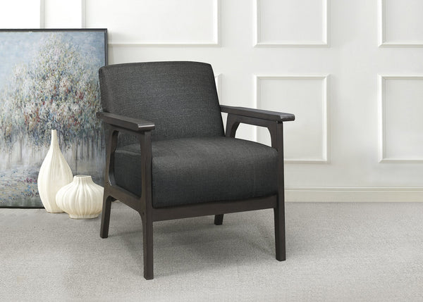 English Elm Dark Gray Ocala Accent Chair with Antique Gray Rubberwood Frame, Textured Upholstery, Streamlined Arms & Legs — Cozy Living Room Staple B011P184609