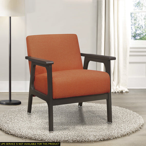 English Elm Orange Ocala Upholstered Accent Chair with Antique Gray Rubberwood Frame, Textured Orange Fabric, Compact Living Room Seat B011P184611