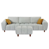 Convertible Sectional Sofa, L-Shaped Fabric Couch, Modern Cream Marshmallow Sofa for Living Room and Office, Grey