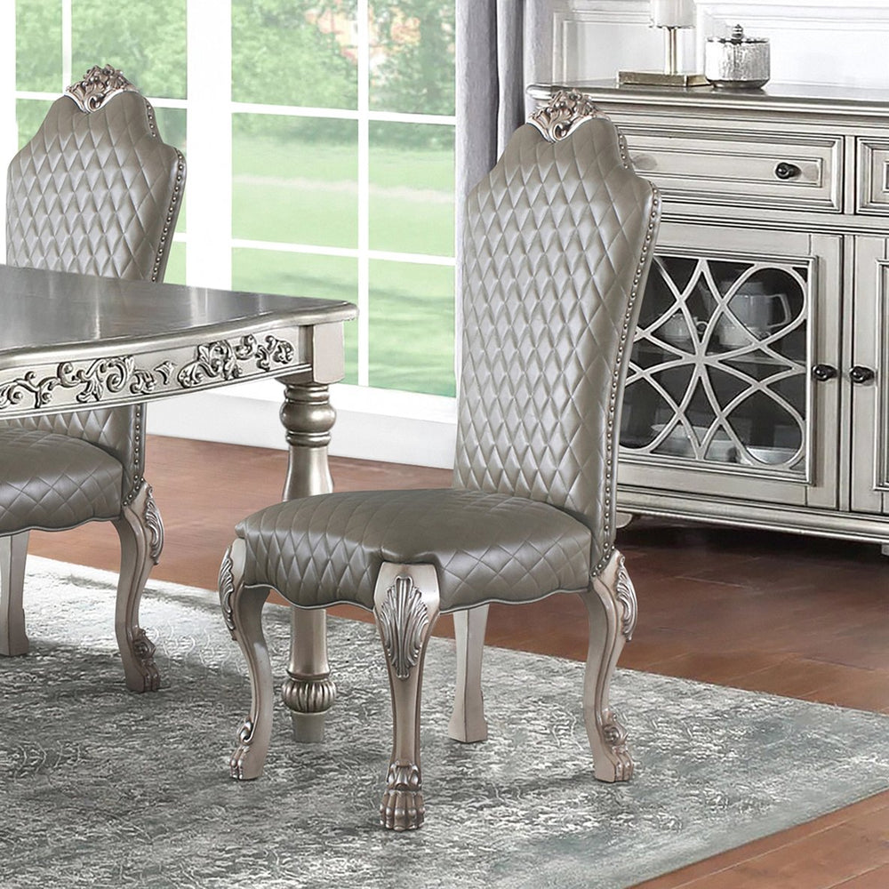 English Elm Grey Vintage Bone White Side Chairs Set Of 2 - Elegant Faux Leather Seating For Timeless Spaces B062P182715