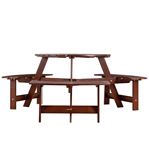 English Elm Outdoor Round Picnic Table For 6 - Stylish, Weatherproof With Umbrella Hole, Ideal For Gardens & Patios W2275P149763-GIGA