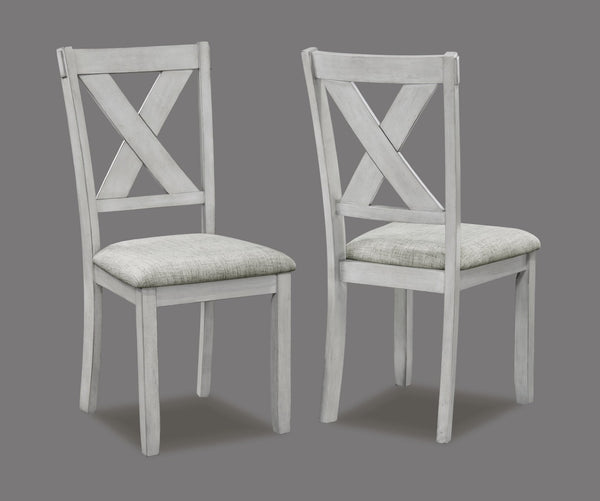 English Elm Rustic Farmhouse Rectangular Dining Set Six Seat X-back Chairs Driftwood Finish B011S00896
