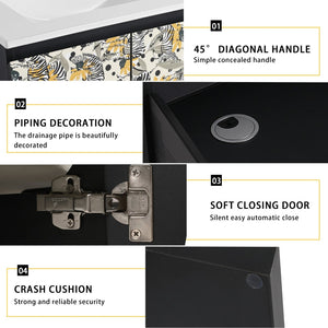 English Elm 24'' Floating Wall-Mounted Bathroom Vanity With Ceramic Sink, Soft-Close Doors & Modern Design P4 W999S00175-GIGA