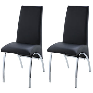 English Elm Black Armless Solid Back Side Chair Set of 2 — Sleek Black Faux Leather Seating with Chrome Curved Legs, Modern Comfort and Style B062P182721