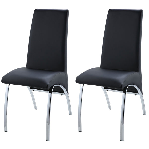 English Elm Black Armless Solid Back Side Chair Set of 2 — Sleek Black Faux Leather Seating with Chrome Curved Legs, Modern Comfort and Style B062P182721