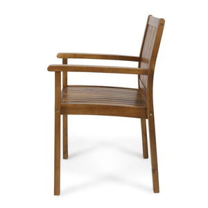 English Elm 7 Piece Solid Acacia Wood Outdoor Dining Set Teak Finish Patio Table Six Chairs N762S000030AAA