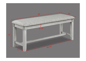 English Elm 1pc Driftwood Finish Upholstered Dining Bench 50" Gray-White Fabric Cushion Tapered Legs Contemporary Transitional Style B011P184617