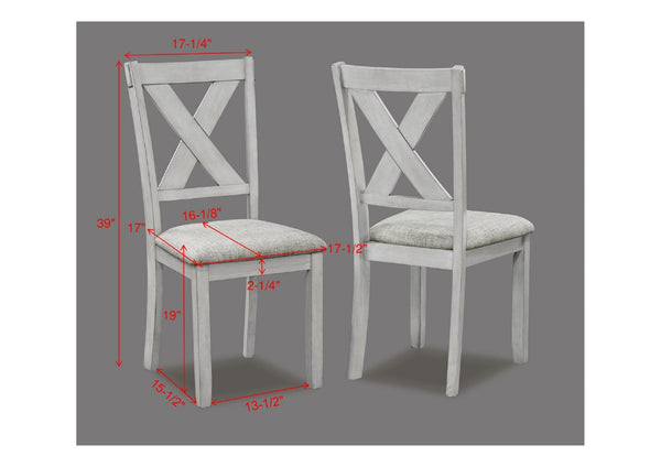 English Elm Rustic Farmhouse Rectangular Dining Set Six Seat X-back Chairs Driftwood Finish B011S00896