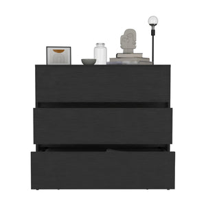 English Elm Austin Three Drawer Dresser with Smooth Metal Rails for Easy Mobility and Stylish Bedroom Storage Solution Black 38.6 L x 22 W x 6.7 H B07092132